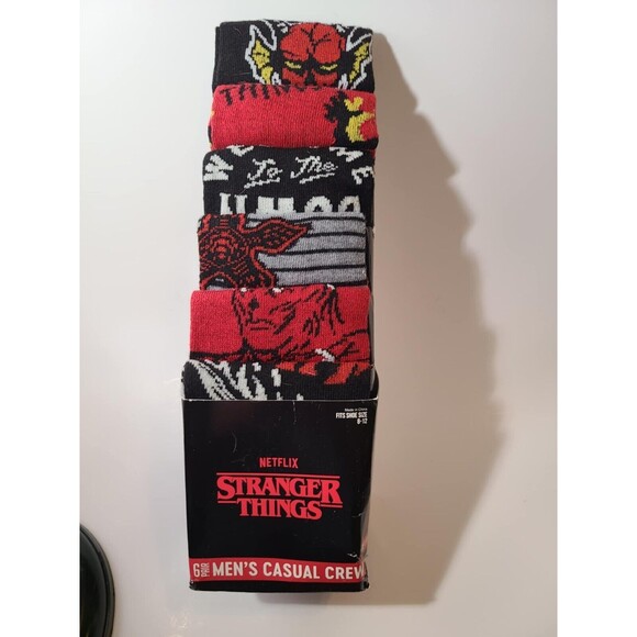 Stranger Things Netflix TV Show 6 Pairs Men's Casual CREW SOCKS Show Size 8-12 - Picture 1 of 1